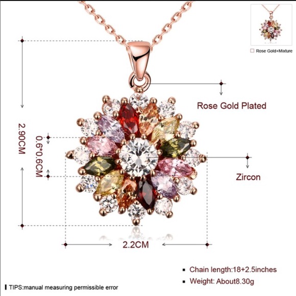 Rose gold colored AAA crystal zircon necklace - Picture 4 of 5